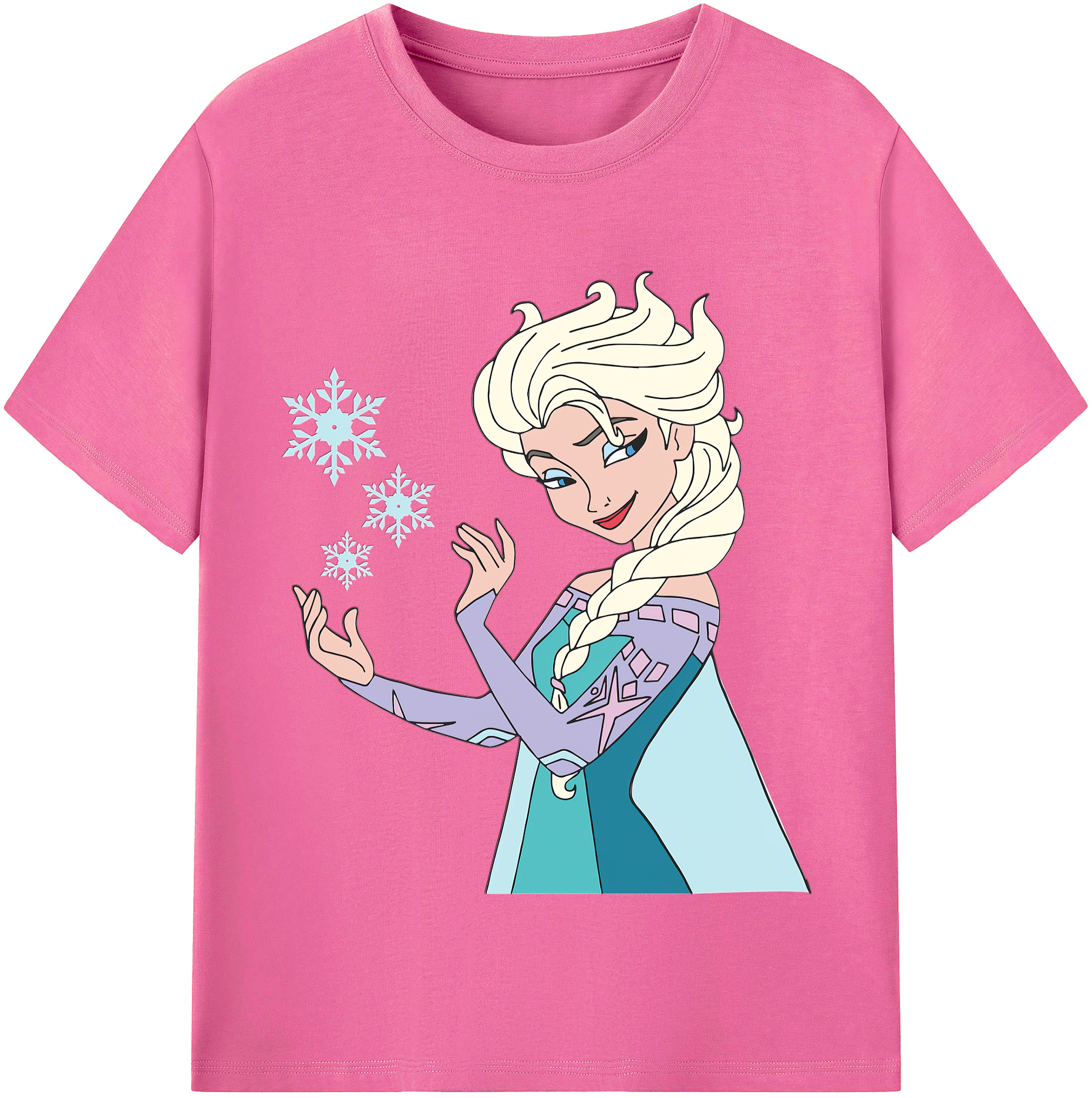 （画像用） アナと雪の女王 アンナ エルサ Frozen Anna Elsa レディースカジュアルプリントTシャツ（綿100％）